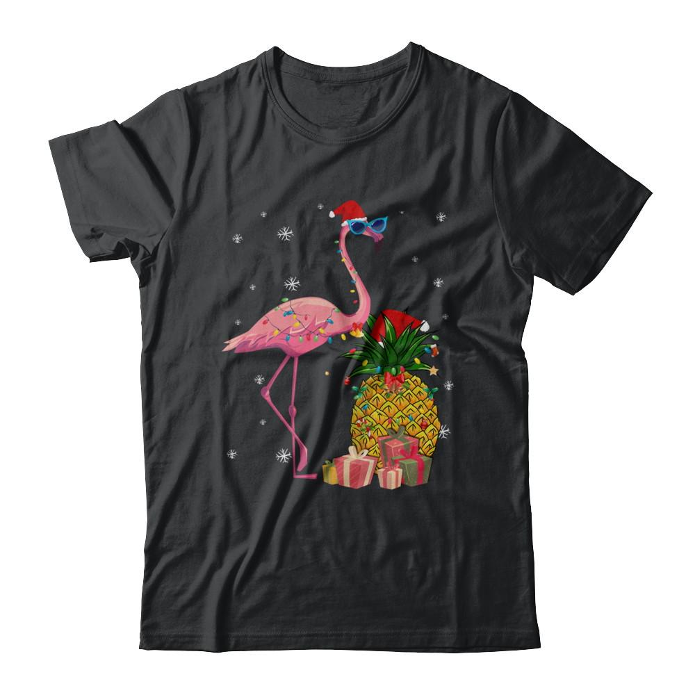 Santa Flamingo Hawaiian Pineapple Christmas Gifts-T-Shirt & Sweatshirt-Classic T-Shirt-Black