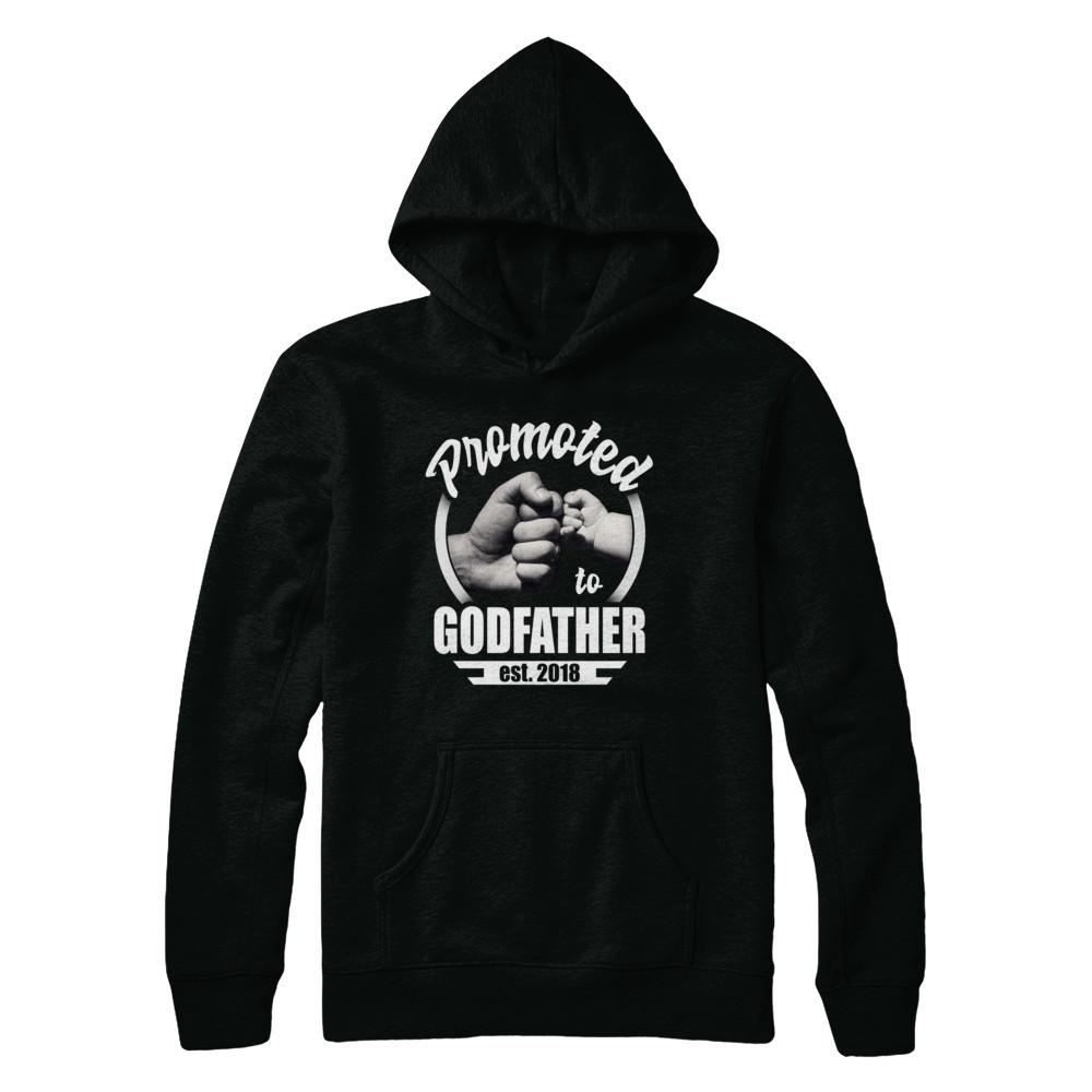 Promoted To Godfather 2018 Fathers Day Gift-T-Shirt & Hoodie-Pullover Hoodie-Black