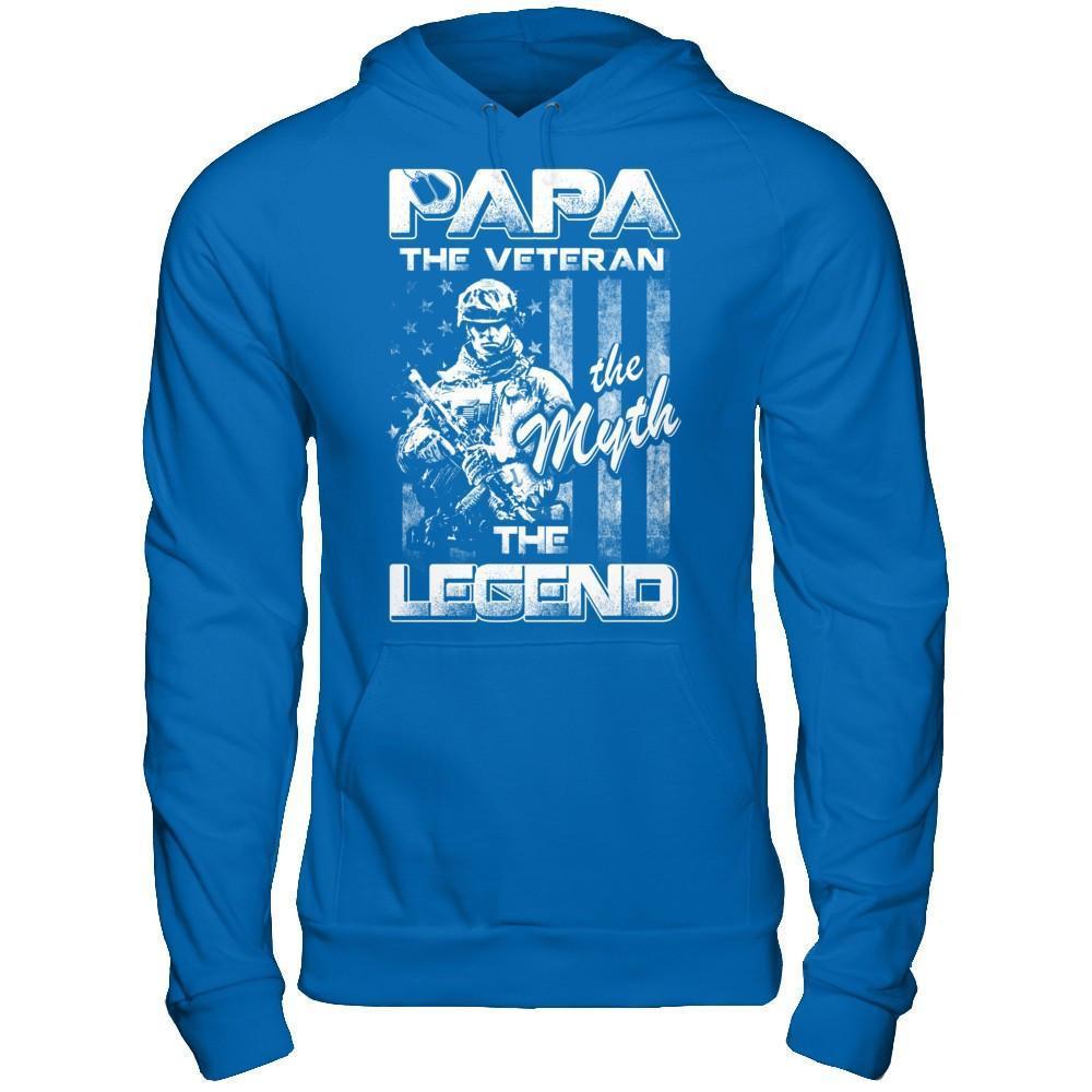 Papa The Veteran The Myth The Legend-T-Shirt & Hoodie-Pullover Hoodie-Royal