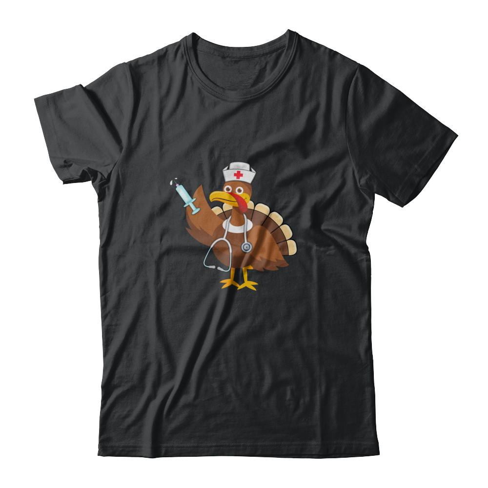 Nurse Turkey Funny Thanksgiving For Nurses-T-Shirt & Hoodie-Classic T-Shirt-Black