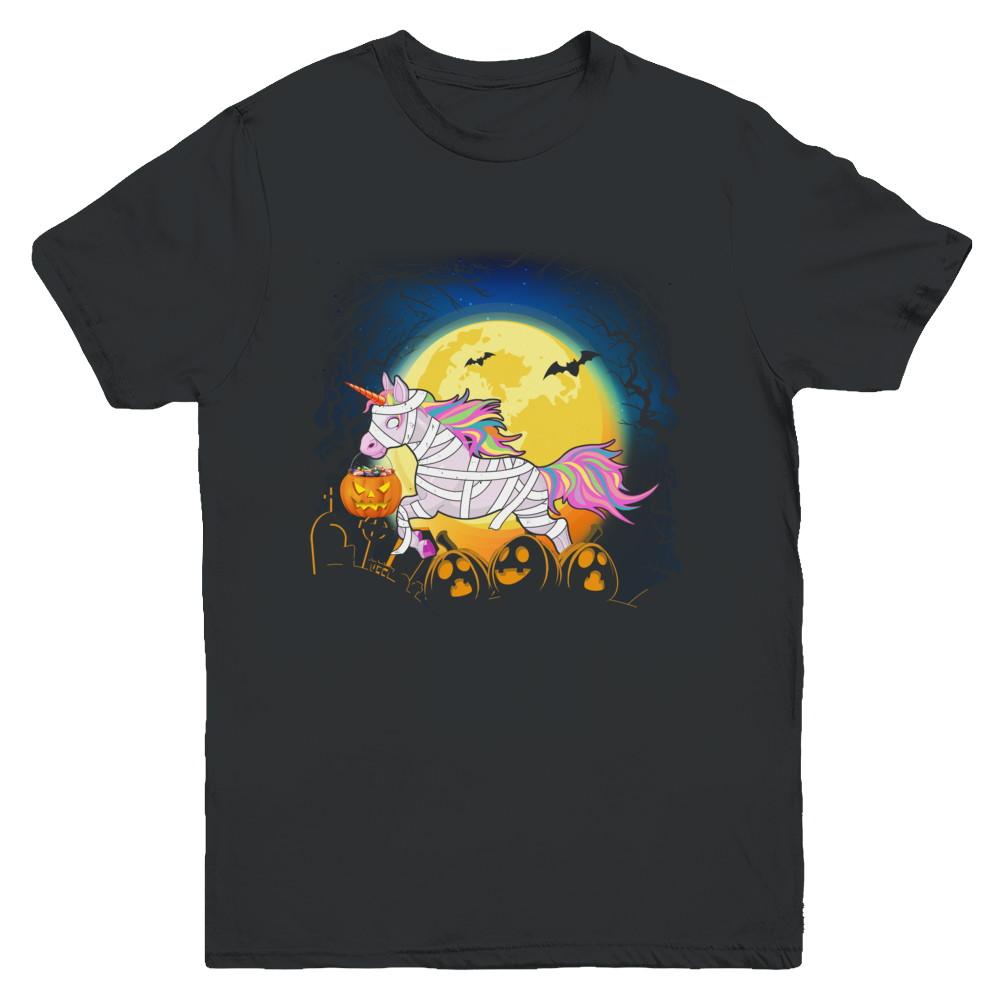 Halloween Pumpkin Unicorn Gift For Kids Girls Youth-Youth Shirt-Youth T-Shirt-Black