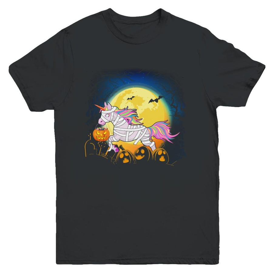 Halloween Pumpkin Unicorn Gift For Kids Girls Youth-Youth Shirt-Youth T-Shirt-Black