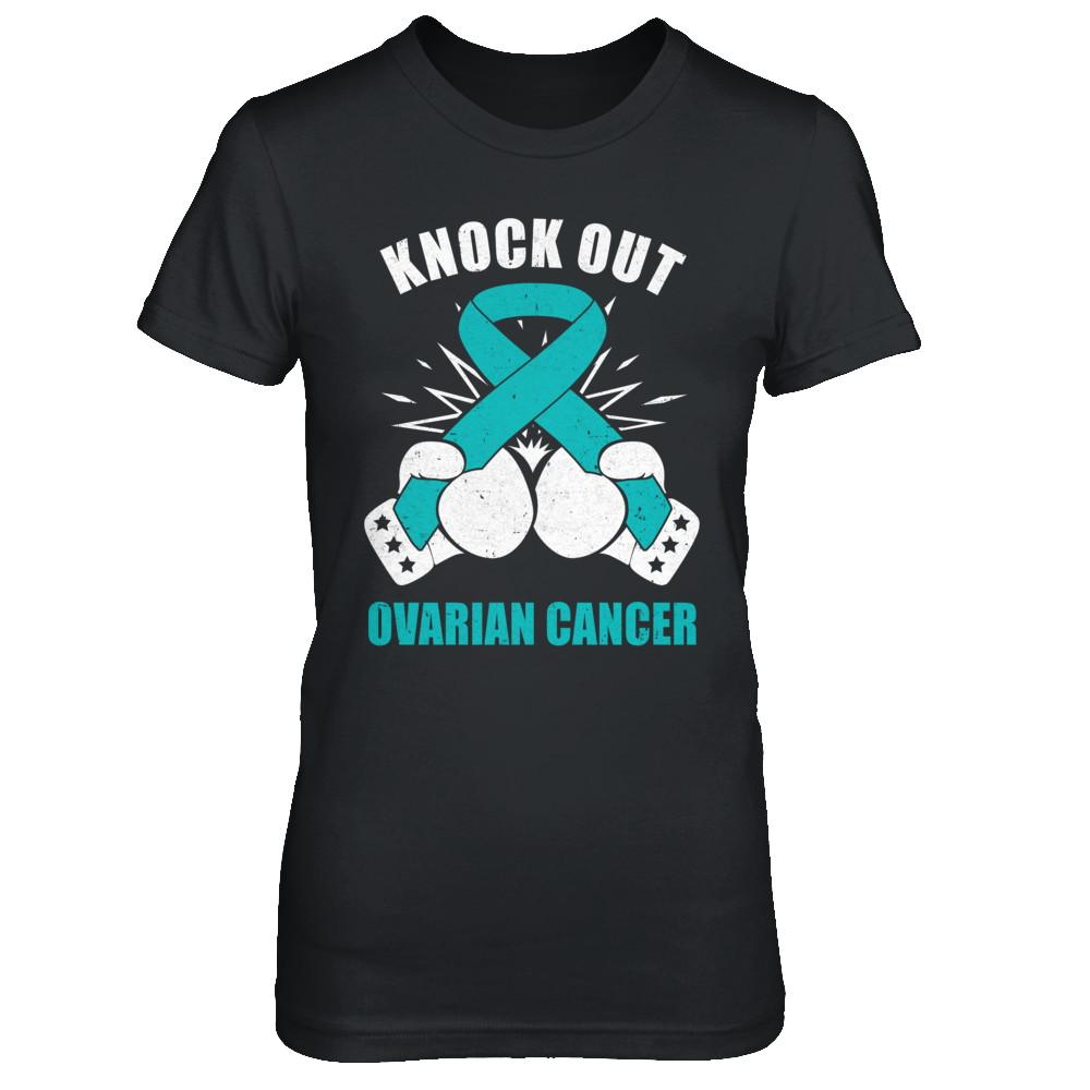 Boxing knock out Ovarian Cancer Awareness Support-T-Shirt & Hoodie-Women's T-Shirt-Black