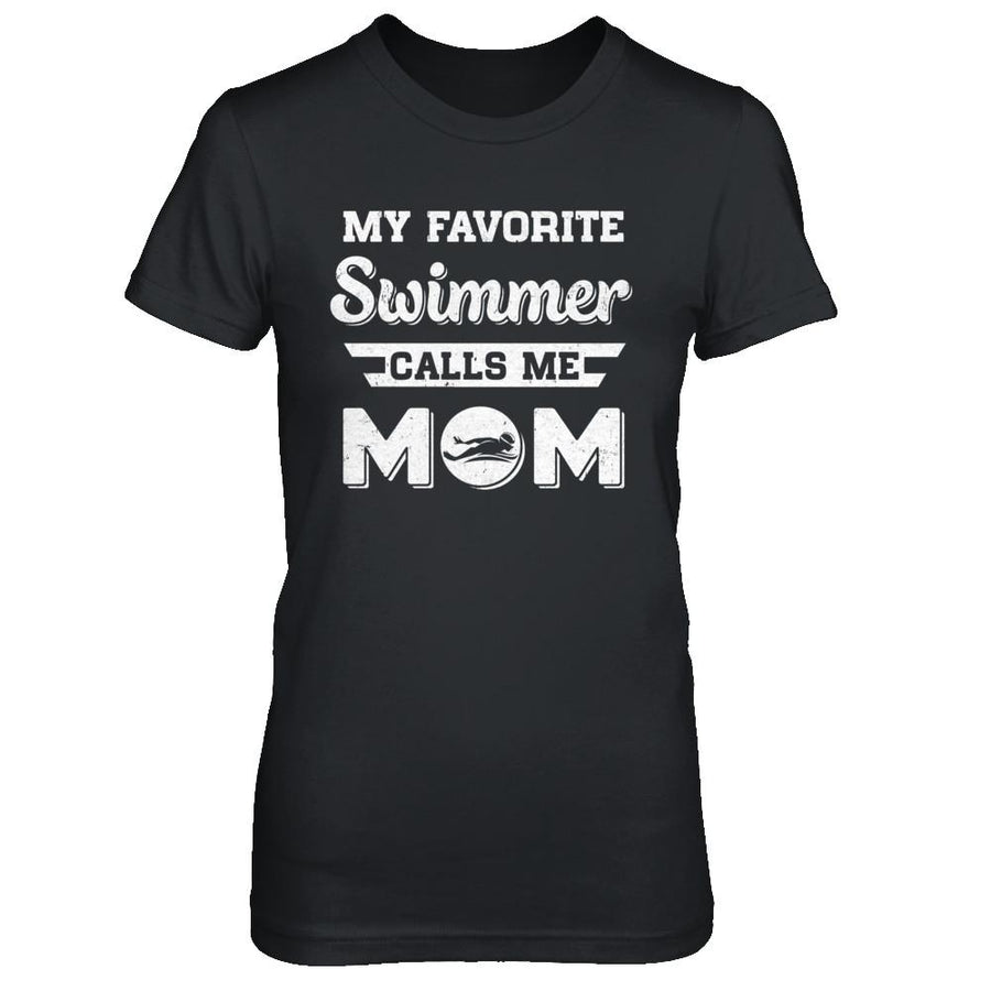Swimming My Favorite Swimmer Call Me Mom Mothers Day-T-Shirt & Hoodie-Women's T-Shirt-Black