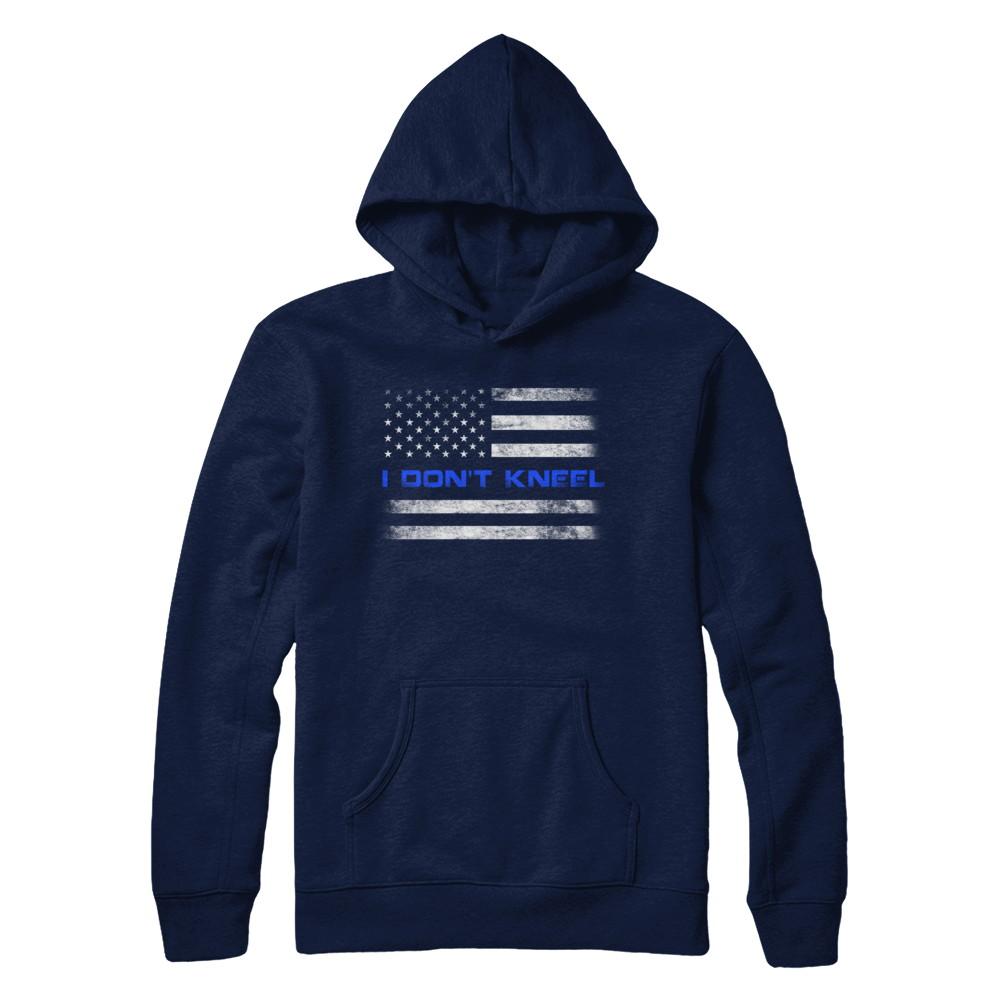 I Don't Kneel Thin Blue Line Patriotic Police-T-Shirt & Hoodie-Pullover Hoodie-Navy