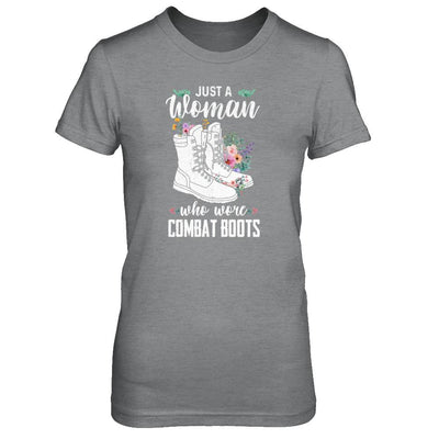 Just A Woman Who Wore Combat Boots Veteran-T-Shirt & Tank Top-Women's T-Shirt-Sport Grey
