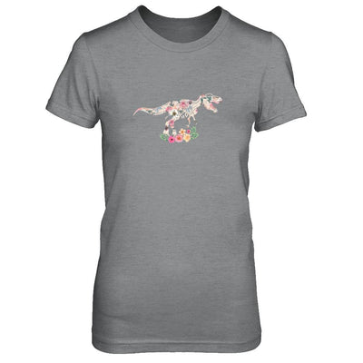 Funny Saurus Dinosaur T-Rex Flower-T-Shirt & Tank Top-Women's T-Shirt-Sport Grey