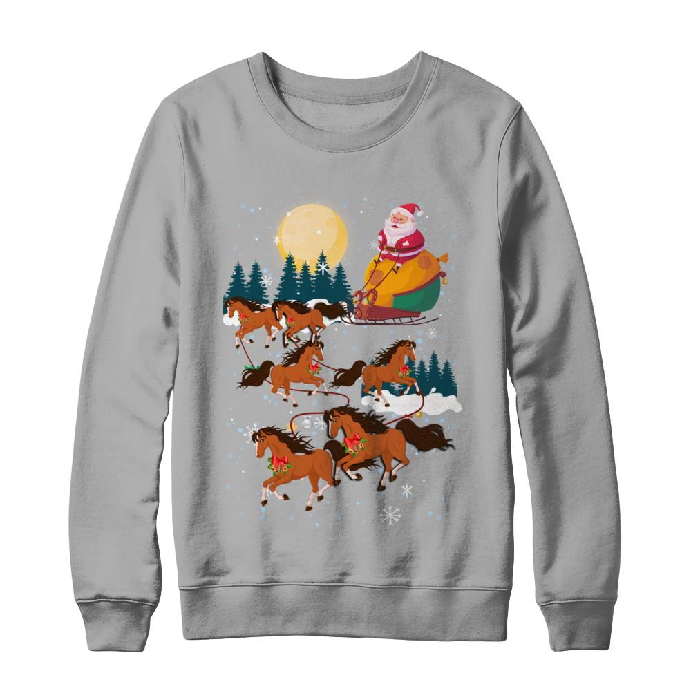Funny Christmas Horse Reindeer Lover Santa Gift-T-Shirt & Sweatshirt-Crewneck Sweatshirt-Light Steel