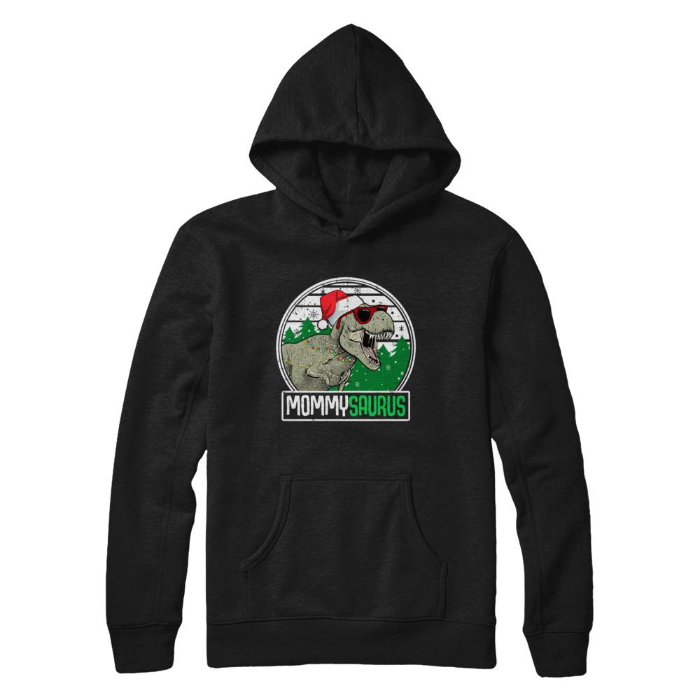 Mommysaurus Mommy Dinosaur T-Rex Family Christmas-T-Shirt & Sweatshirt-Pullover Hoodie-Black