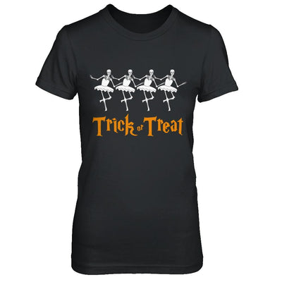 Trick Or Treat Ballet Skeleton Happy Halloween-T-Shirt & Hoodie-Women's T-Shirt-Black