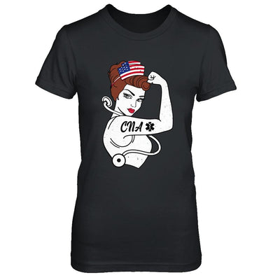 Nursing Strong Woman Cna Strong Nurse 4Th Of July-T-Shirt & Hoodie-Women's T-Shirt-Black
