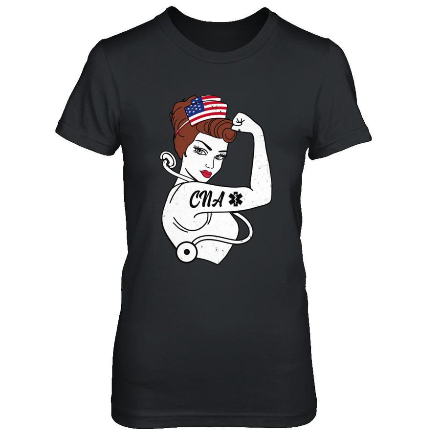 Nursing Strong Woman Cna Strong Nurse 4Th Of July-T-Shirt & Hoodie-Women's T-Shirt-Black