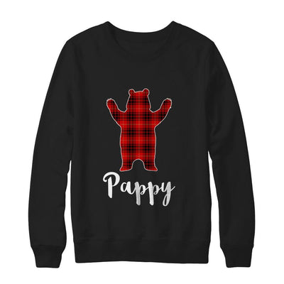 Red Pappy Bear Buffalo Plaid Family Christmas Pajamas-T-Shirt & Sweatshirt-Crewneck Sweatshirt-Black