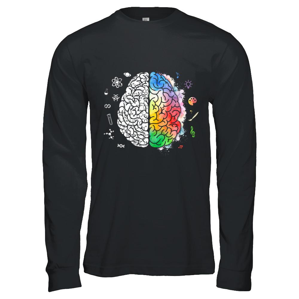 Colorful Brain Chemistry Science And Art-T-Shirt & Hoodie-Long Sleeve T-Shirt-Black