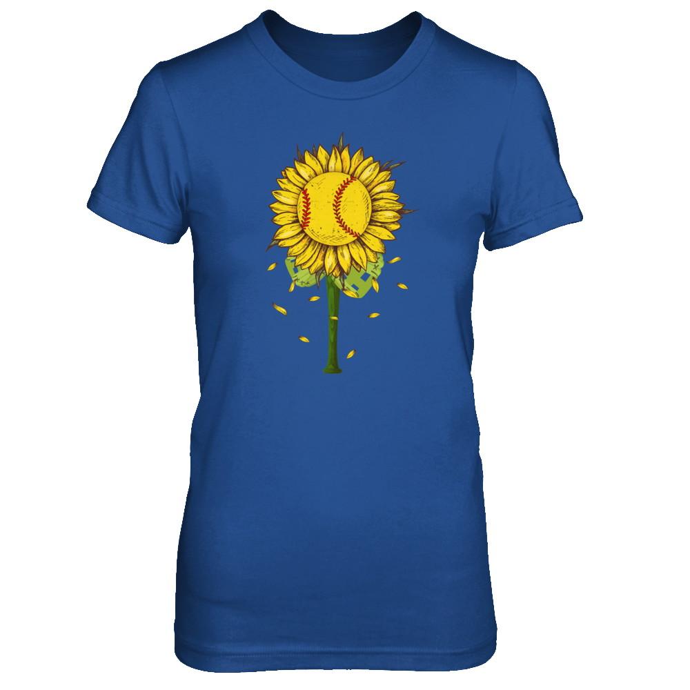 Sunflower Softball Mom Daughter Lover Gift-T-Shirt & Tank Top-Women's T-Shirt-Royal