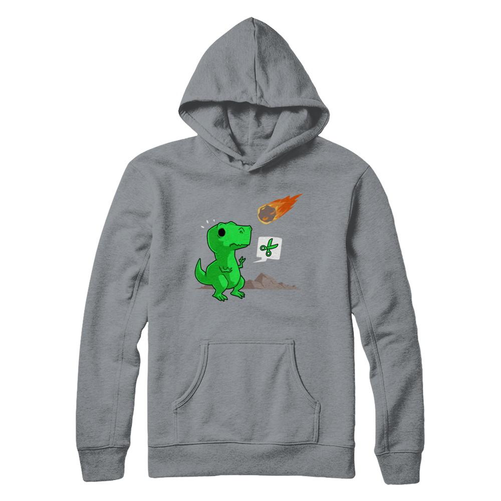 Rock Paper Scissors Funny Dinosaur-T-Shirt & Hoodie-Pullover Hoodie-Light Steel