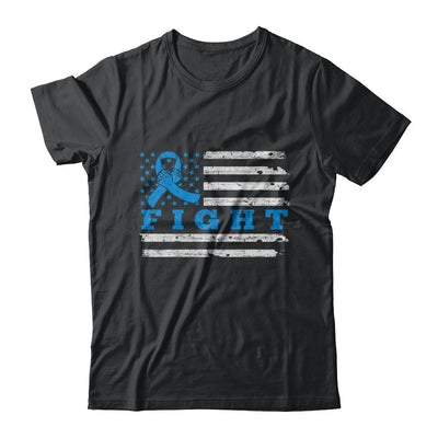 Fight Blue Ribbon US Flag Colon Prostate Cancer Awareness-T-Shirt & Hoodie-Classic T-Shirt-Black