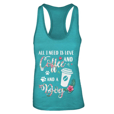 All I Need Is Love And Coffee And A Dog-T-Shirt & Tank Top-Women's Ideal Racerback Tank-Tahiti Blue