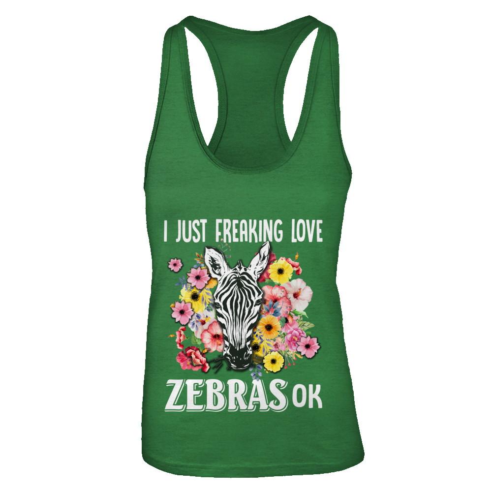 I Just Freaking Love Zebras-T-Shirt & Tank Top-Women's Ideal Racerback Tank-Kelly Green
