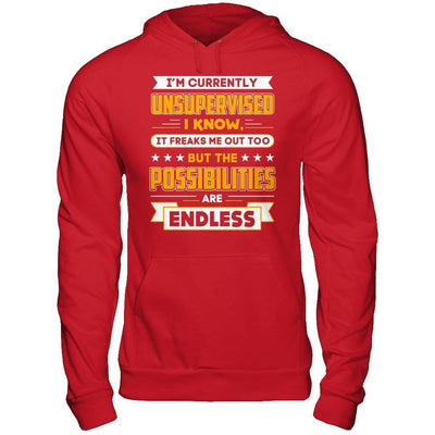 I'm Currently Unsupervised I Know It Freaks Me Out-T-Shirt & Hoodie-Pullover Hoodie-Red