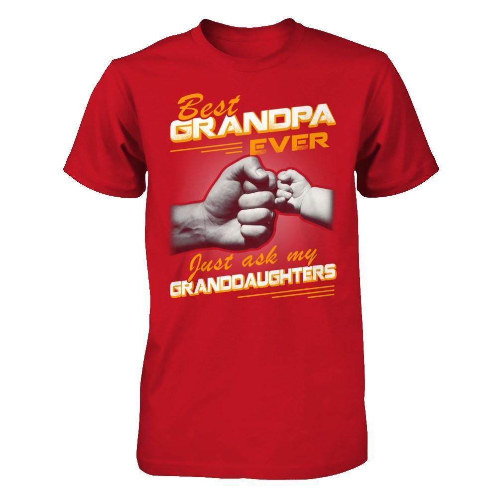 Best Grandpa Ever Just Ask My Granddaughters-T-Shirt & Hoodie-Classic T-Shirt-Red