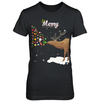 Couples Sick Reindeer Funny Ugly Merry Christmas Sweater-T-Shirt & Sweatshirt-Women's T-Shirt-Black