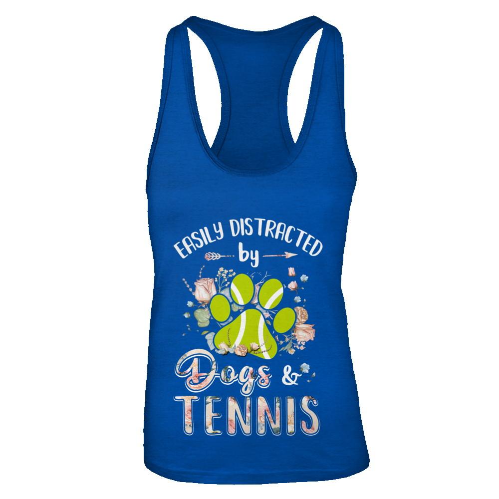 Easily Distracted By Dogs And Tennis-T-Shirt & Tank Top-Women's Ideal Racerback Tank-Royal