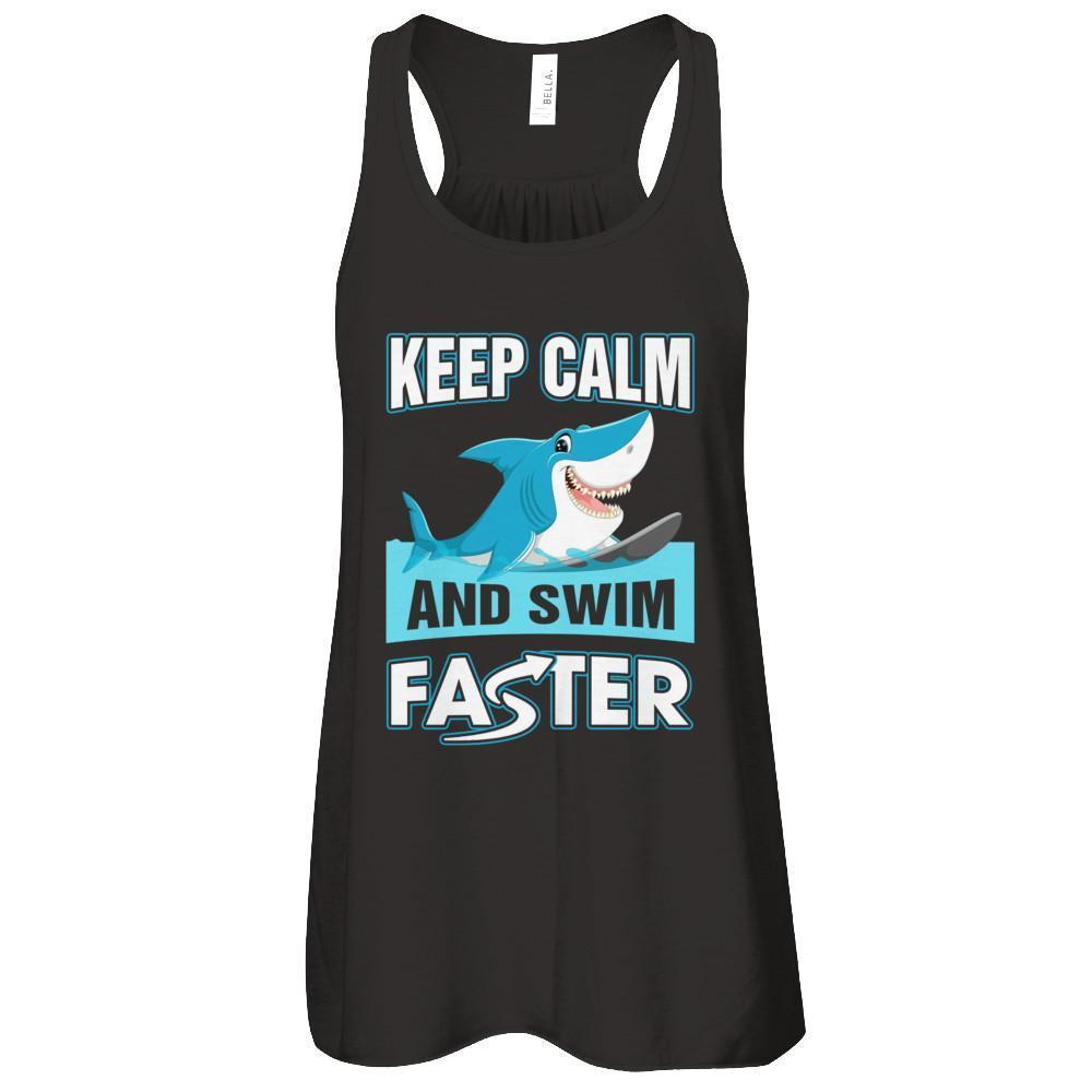 Keep Calm And Swim Faster-T-Shirt & Tank Top-Women's Flowy Racerback Tank-Black