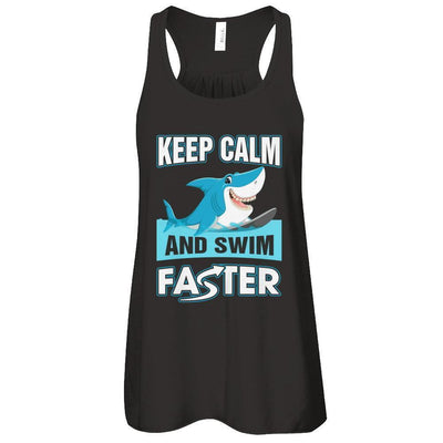 Keep Calm And Swim Faster-T-Shirt & Tank Top-Women's Flowy Racerback Tank-Black