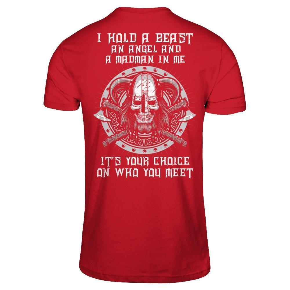 Viking I Hold A Beast An Angel And A Madman In Me-T-Shirt & Hoodie-Classic T-Shirt-Red