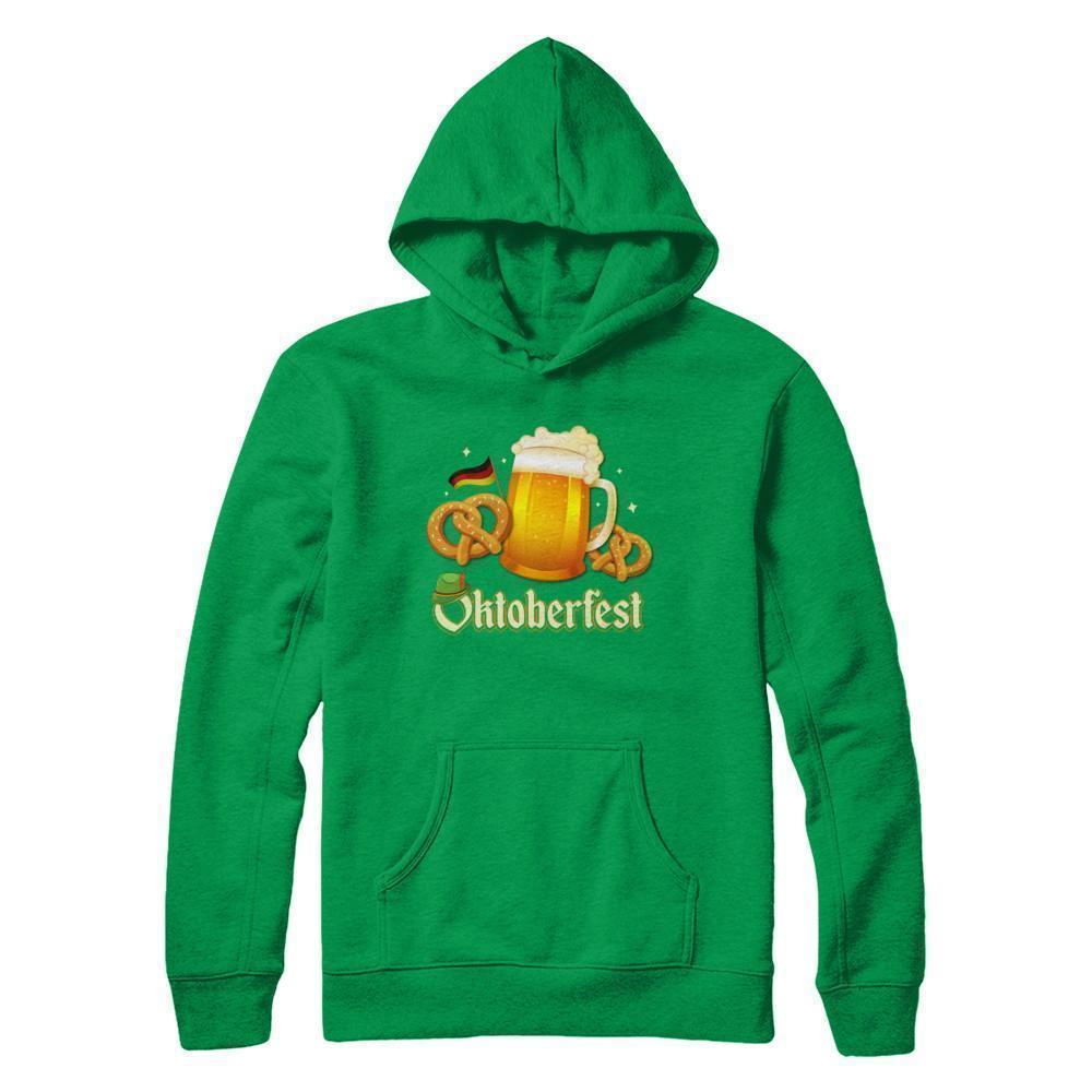 Oktoberfest Beer Pretzel Lederhosen Germany-T-Shirt & Hoodie-Pullover Hoodie-Irish Green