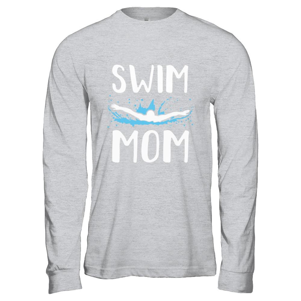 Swim Mom Funny Swimming Mothers Day Gift-T-Shirt & Hoodie-Long Sleeve T-Shirt-Sport Grey