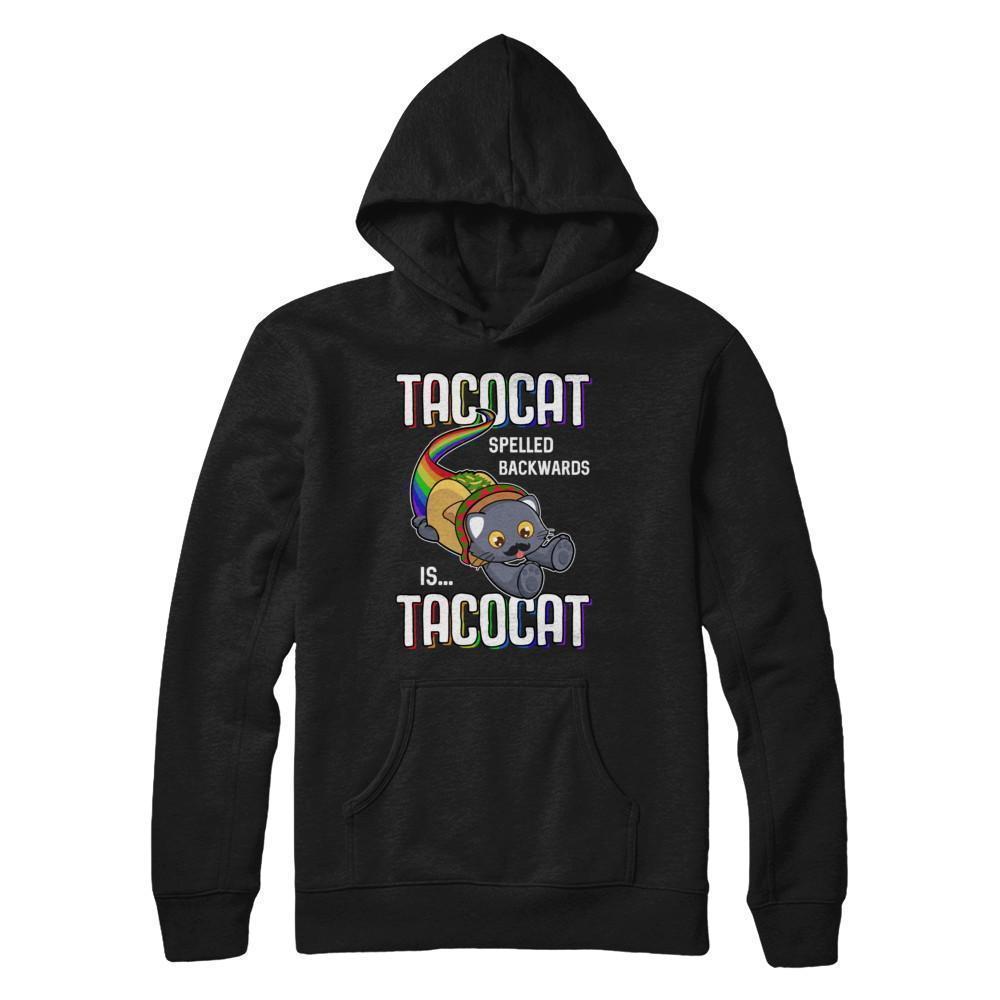 Funny Taco Cat Tacocat Spelled Backwards Is Tacocat Cat-T-Shirt & Hoodie-Pullover Hoodie-Black