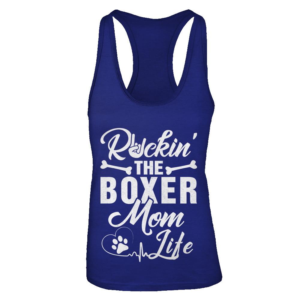 Rockin The Boxer Mom Life-T-Shirt & Tank Top-Women's Ideal Racerback Tank-Royal