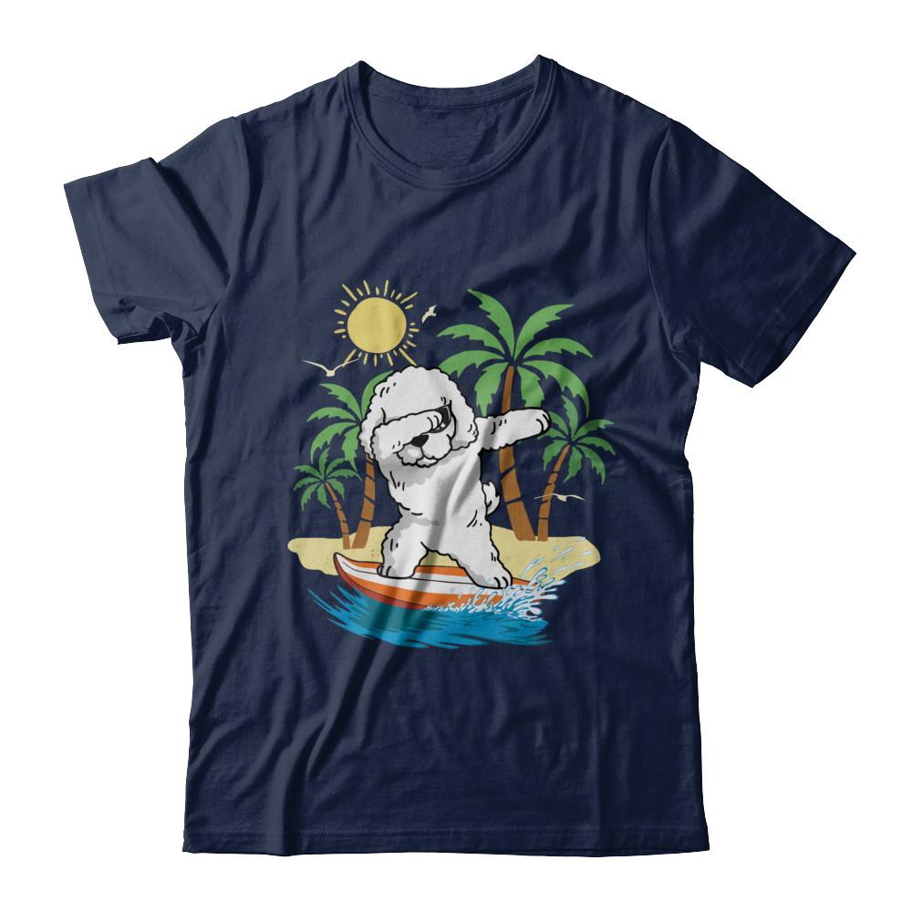 Summer Vacation Dabbing Poodle Surfing Surfboard Gift-T-Shirt & Hoodie-Classic T-Shirt-Navy
