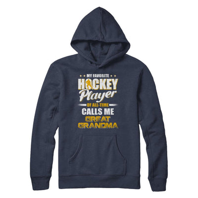 My Favorite Hockey Player Calls Me Great Grandma Hockey-T-Shirt & Hoodie-Pullover Hoodie-Navy