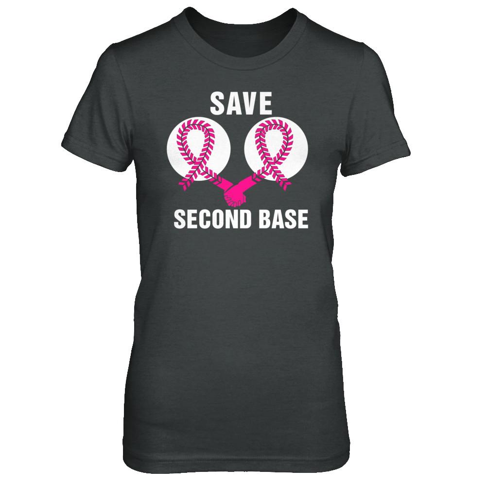 Save The Second Base Breast Cancer Awareness Baseball-T-Shirt & Hoodie-Women's T-Shirt-Dark Heather