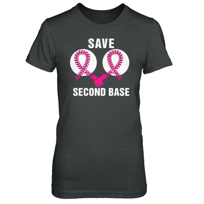 Save The Second Base Breast Cancer Awareness Baseball-T-Shirt & Hoodie-Women's T-Shirt-Dark Heather