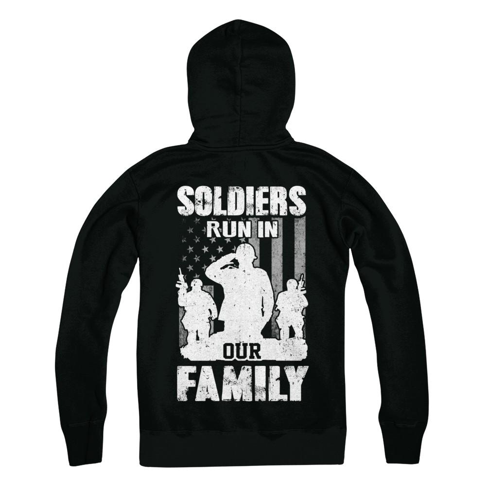 Soldiers Run In Our Family Veteran Dad Son-T-Shirt & Hoodie-Hanes - Heavyweight Pullover Hoodie-Black