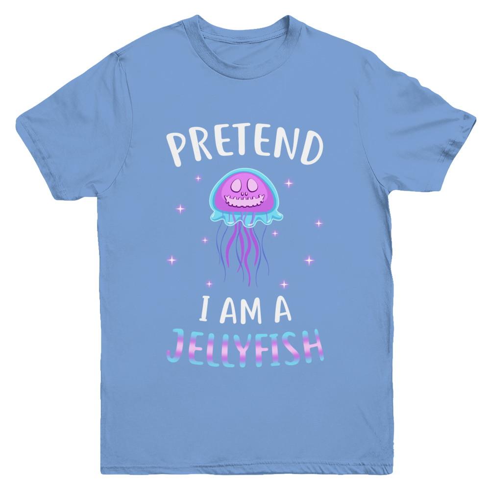 Pretend I'm A Jellyfish Costume Happy Halloween Party Youth-Youth Shirt-Youth T-Shirt-Carolina Blue