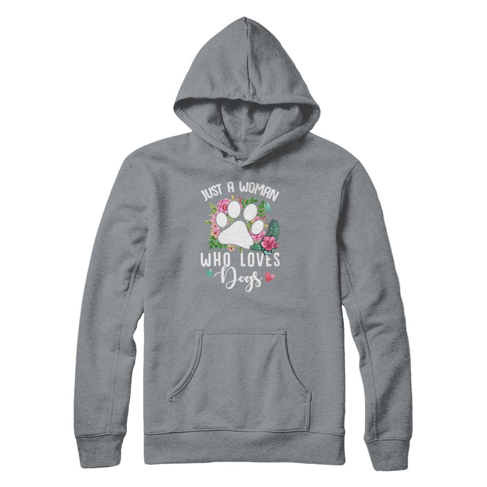 Just A Woman Who Loves Dogs-T-Shirt & Tank Top-Pullover Hoodie-Light Steel