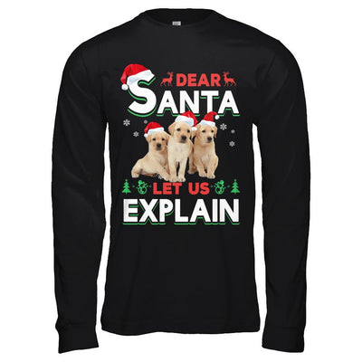 Dear Santa Funny Yellow Labrador Puppies Christmas Gift-T-Shirt & Hoodie-Long Sleeve T-Shirt-Black
