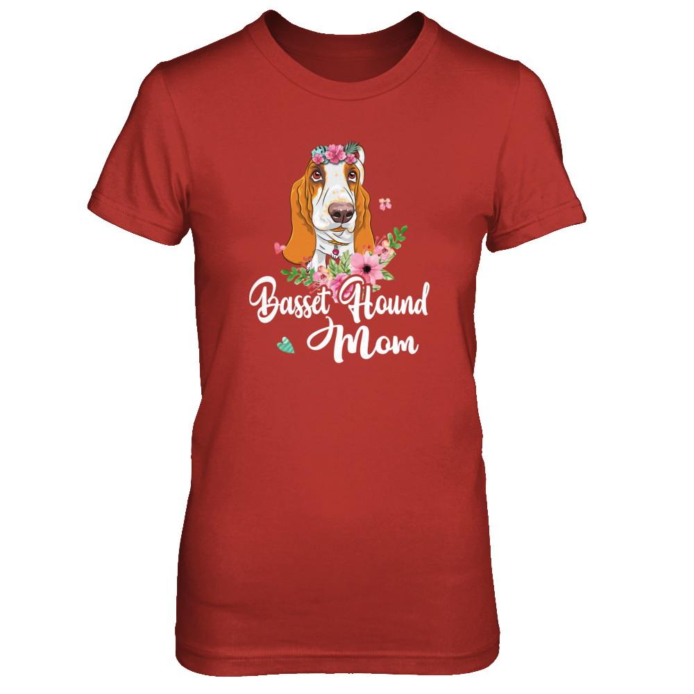 Basset Hound Mom Funny Dog Mom Gift Idea-T-Shirt & Tank Top-Women's T-Shirt-Red