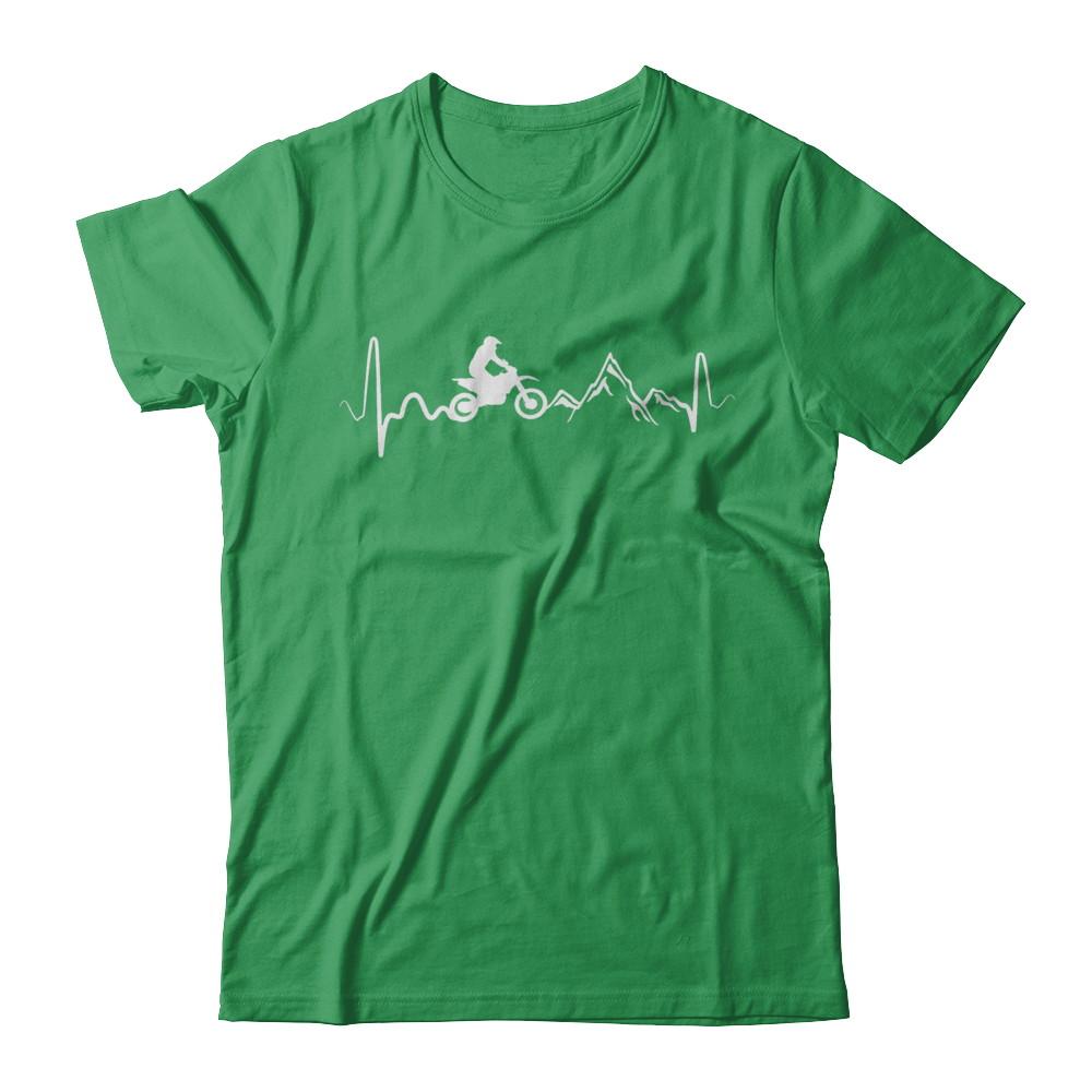 Mountain Dirt Bike Motocross Heartbeat-T-Shirt & Hoodie-Premium T-Shirt-Kelly Green