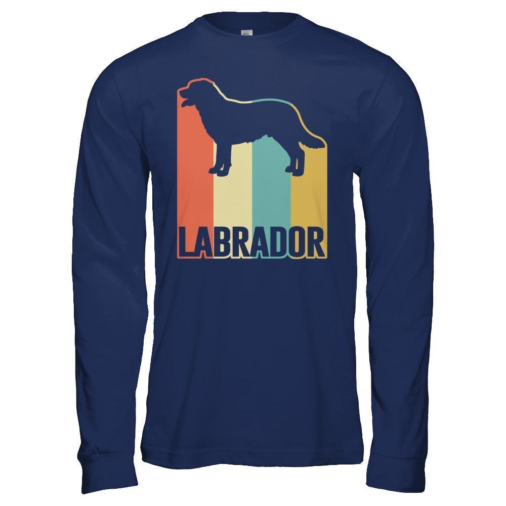 Classic Vintage Retro Style Labrador Dog-T-Shirt & Hoodie-Long Sleeve T-Shirt-Navy