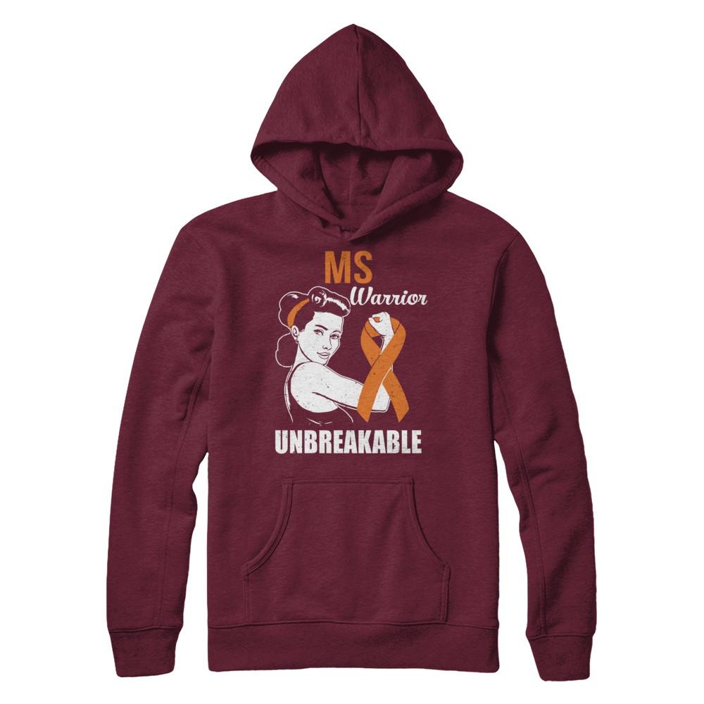 MS Warrior Unbreakable Multiple Sclerosis Awareness-T-Shirt & Hoodie-Pullover Hoodie-Maroon