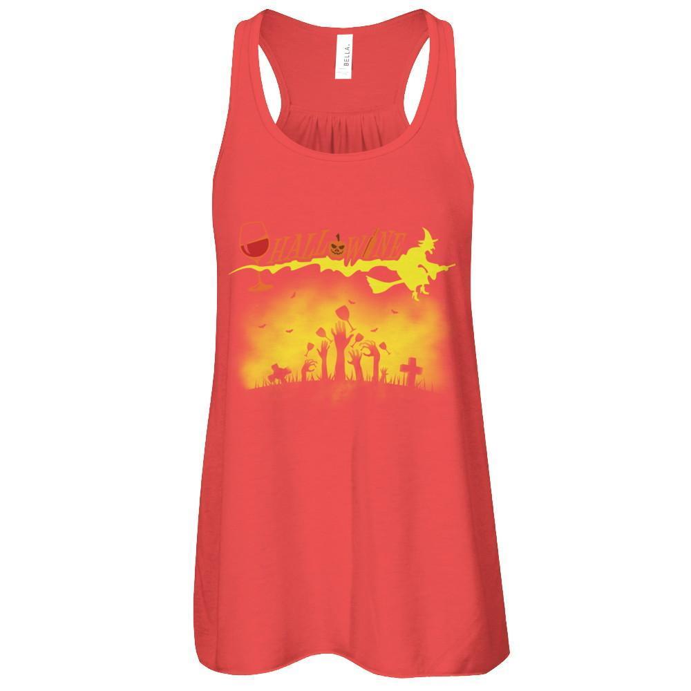 Happy Hallowine Funny Halloween Wine Drinkers 2017-T-Shirt & Tank Top-Women's Flowy Racerback Tank-Red
