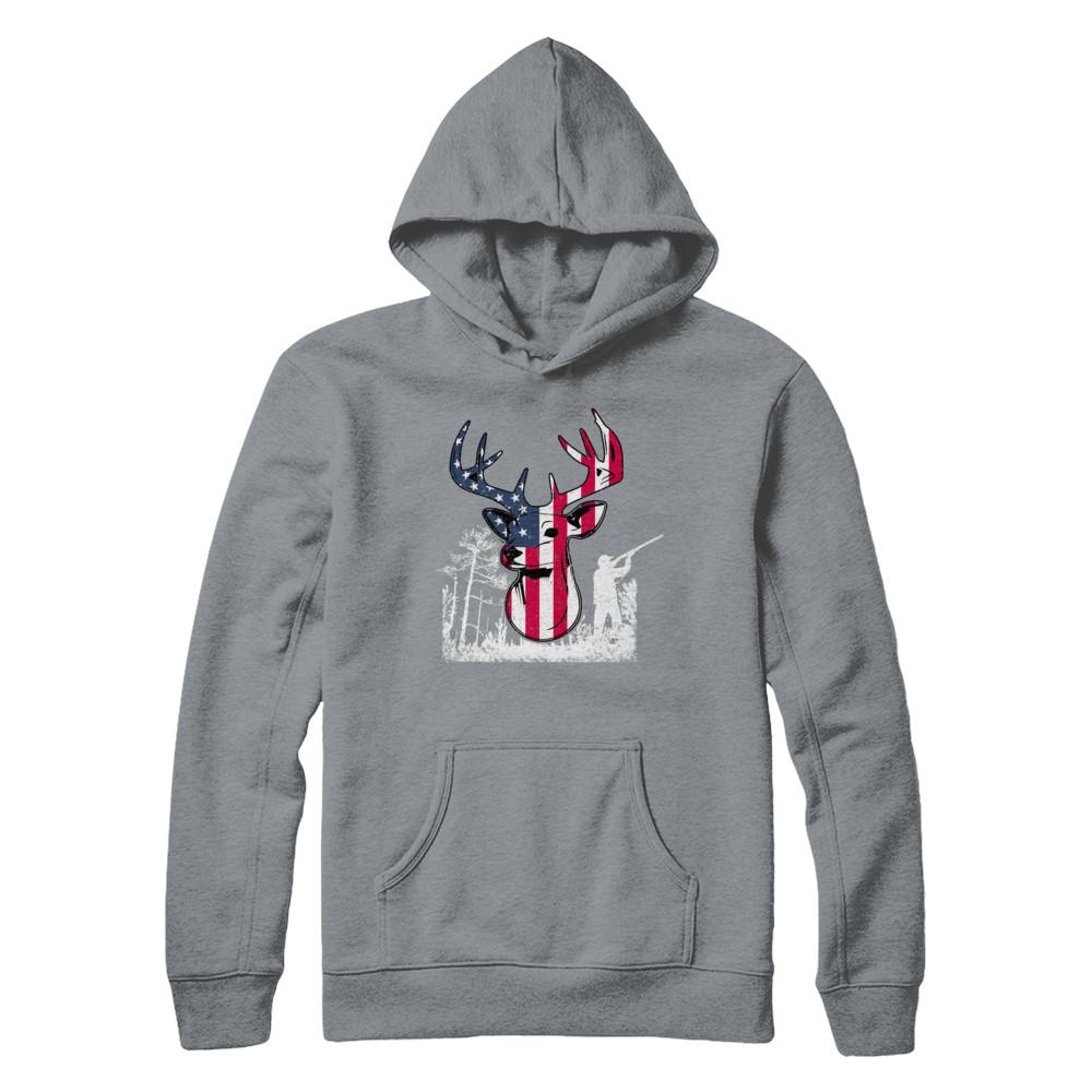 American Flag Hunting Dear Vintage 4Th July Gifts-T-Shirt & Hoodie-Pullover Hoodie-Light Steel
