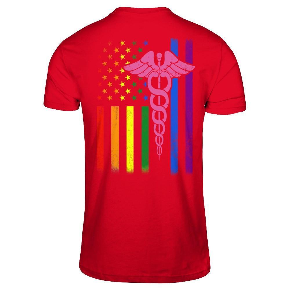Nurse Rainbow Lgbt Flag Pride Lesbian Gay Super Stronger-T-Shirt & Hoodie-Premium T-Shirt-Red