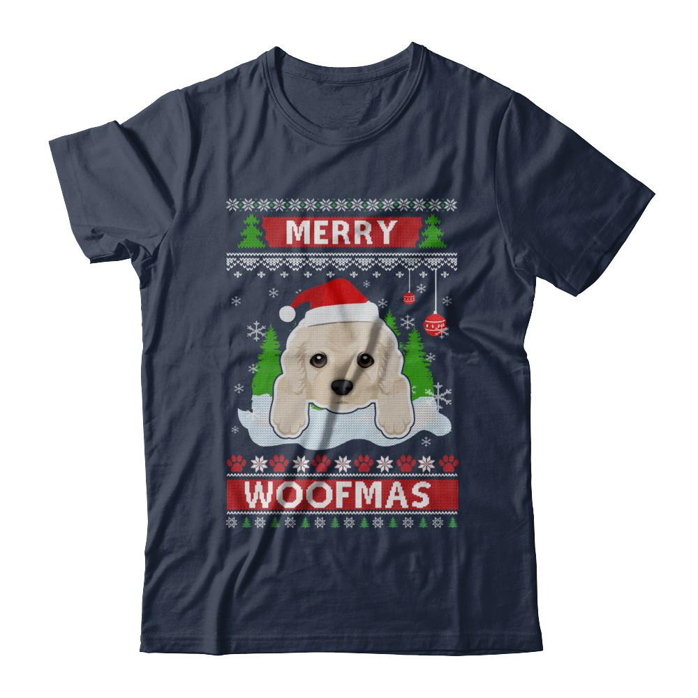 Golden Retriever Merry Woofmas Ugly Christmas Sweater-T-Shirt & Sweatshirt-Classic T-Shirt-Navy